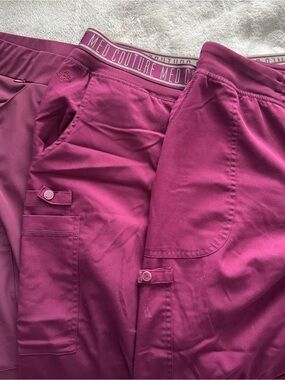 3 pairs of Med Couture Scrub Pants in Wine